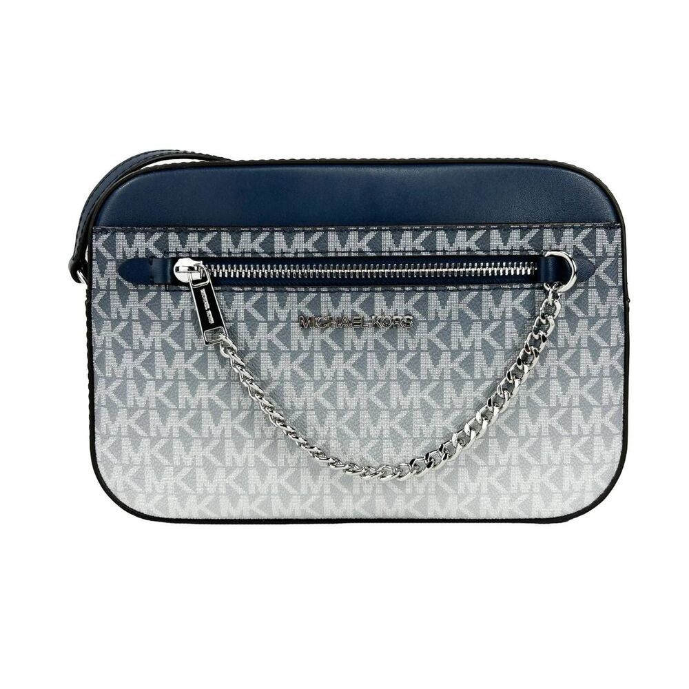 Michael Kors Blue and Gray MK Signature Crossbody Bag